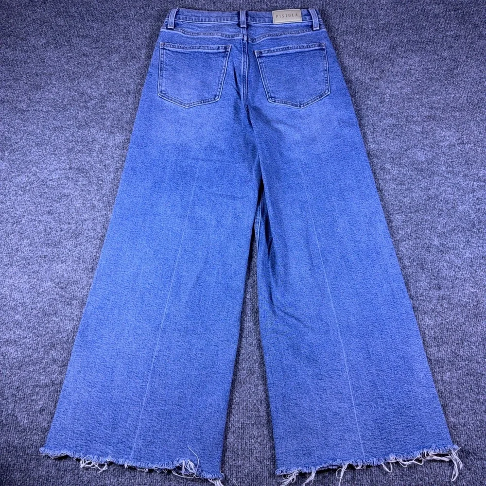 Pistola Womens High Rise Wide Leg Raw Hem Jeans Blue Denim Size 27